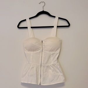 ReVamped White Zip-Up Peplum Tank Top